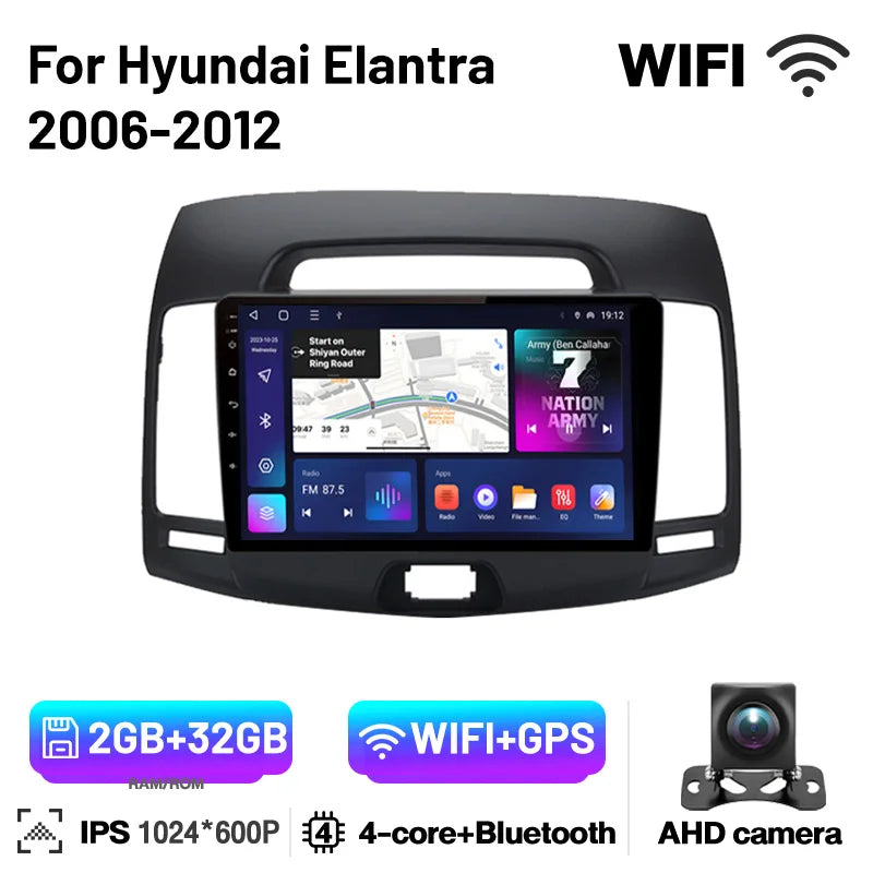 2Din Car Radio Android 13 Multimedia Player GPS Navigation Stereo Carplay Bluetooth Autoradio For Hyundai Elantra 4 2006-2012