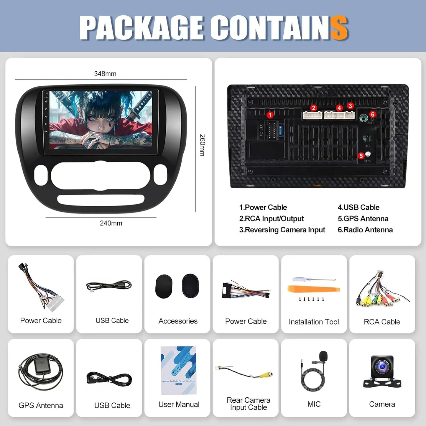 9inch Car Carplay Stereo Radio GPS Navigation Compatible for Soul 2013-2019 Android 13