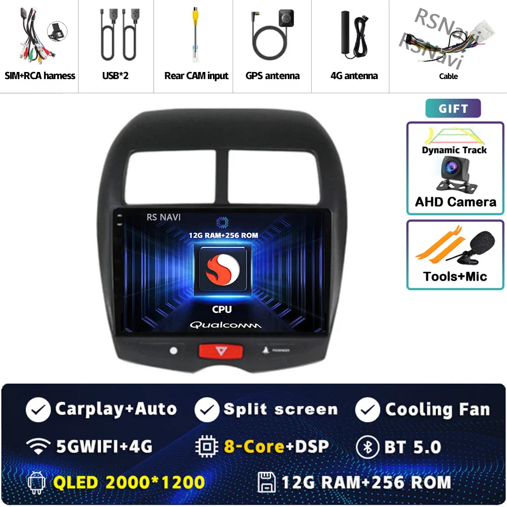 Android 14 For Mitsubishi ASX 1 2010 - 2016 2K QLED Android Car Radio Multimedia Video Player GPS Stereo CarPlay 4G Head Unit