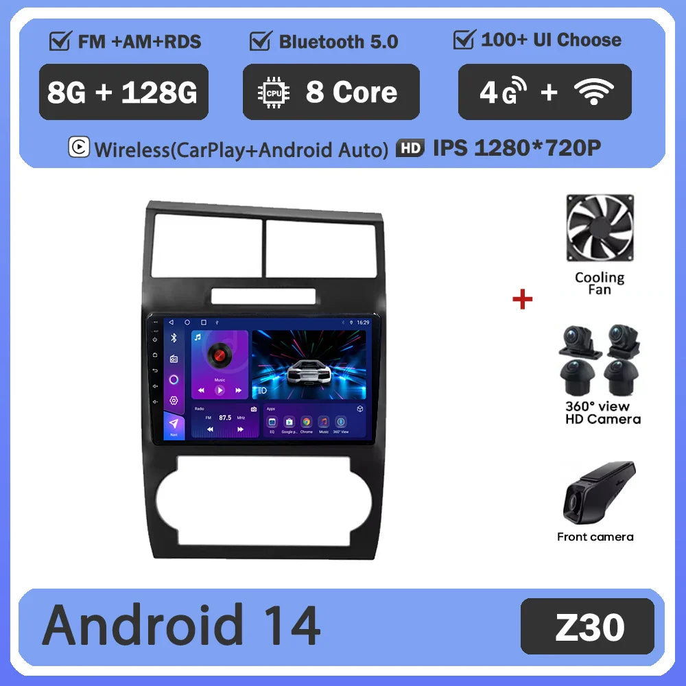 Android 14 For Dodge Charger LX 2005 - 2010 For Dodge Magnum 2 2003 - 2007 Car Radio Multimedia Video Player Navigation stereo