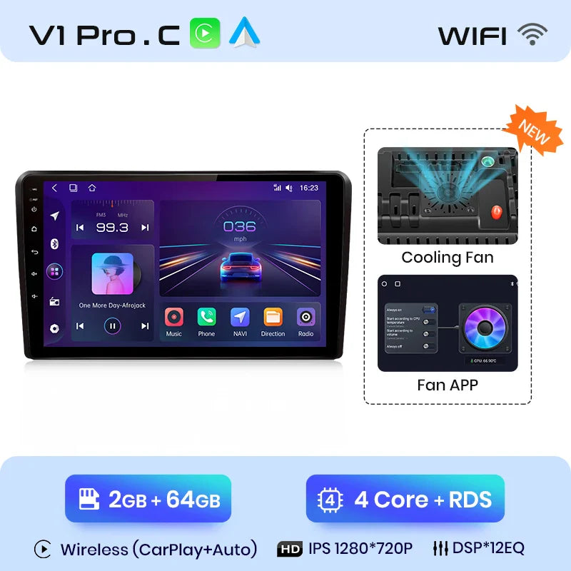 Junsun Car Stereo For Dodge RAM 1500 2013-2019 Intelligent System Wireless Carplay Android Auto GPS Navigation WiFi 4G DSP SWC