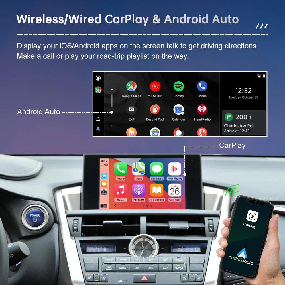 Wireless CarPlay for Lexus NX RX IS ES GS RC CT LS LX LC UX 2014-2020 Android Auto Mirror Link AirPlay GPS Car Play Functions