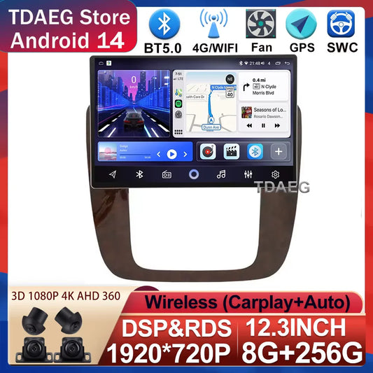 13INCH Android 14 For GMC Yukon Chevrolet Tahoe Suburban 2008 - 2012 Multimedia Video Player 4G WIFI Navigation GPS Carplay auto