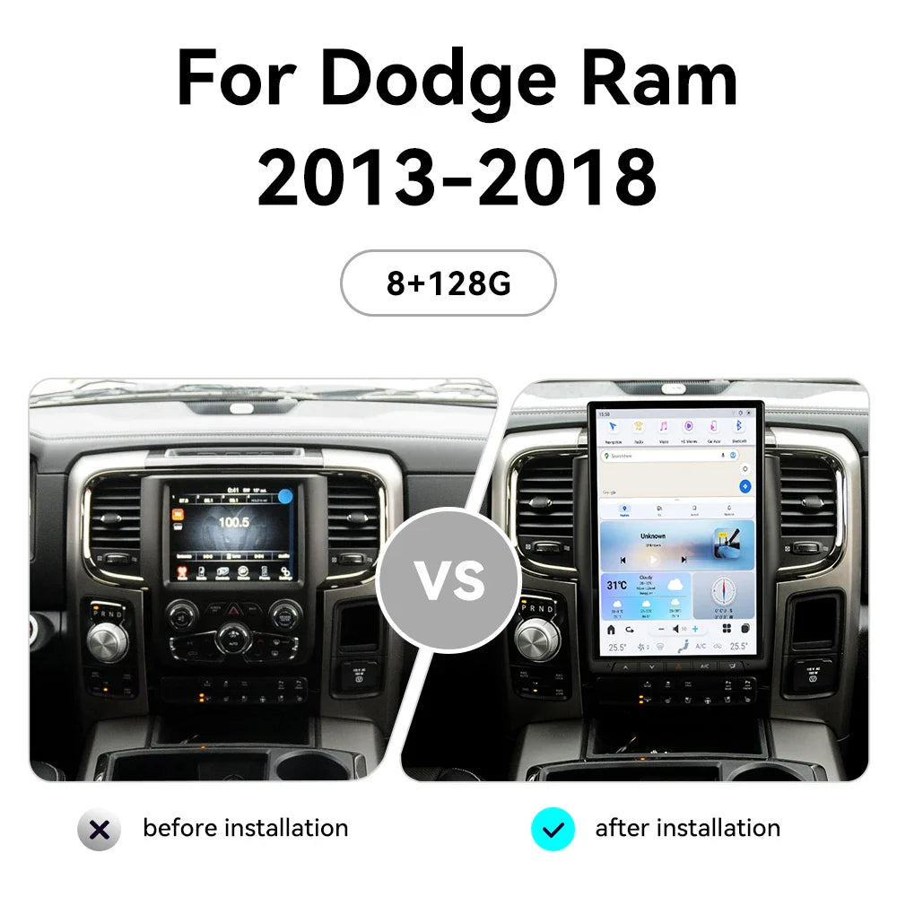 12.1 " Android Auto Carplay For Dodge Ram 1500 2500 3500 4500 2008-2019 2020 2021 2022 2023 2024 Car Radio Multimedia Head Unit