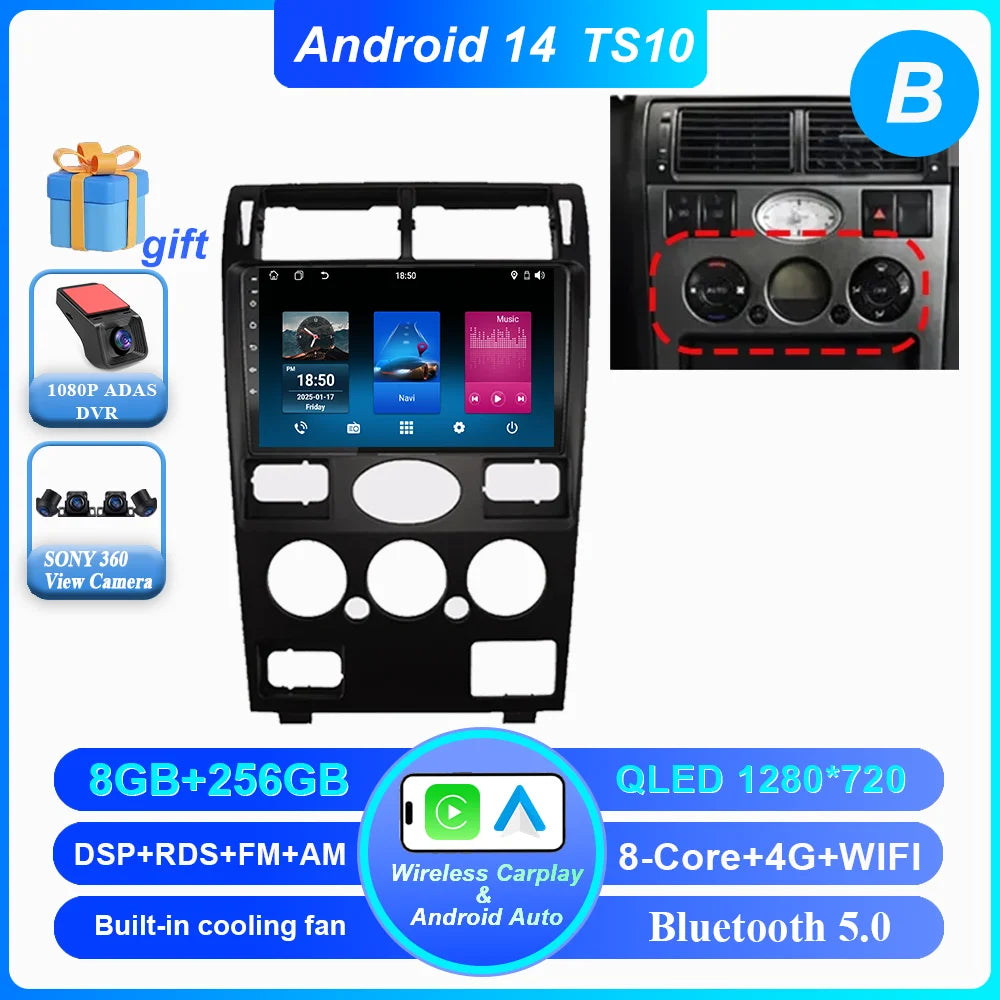 Android 14 Radio Stereo For Ford Mondeo MK 3 2000 2001 2002 2003 2004 2005-2007 Auto Multimedia Player GPS Navigation Bluetooth