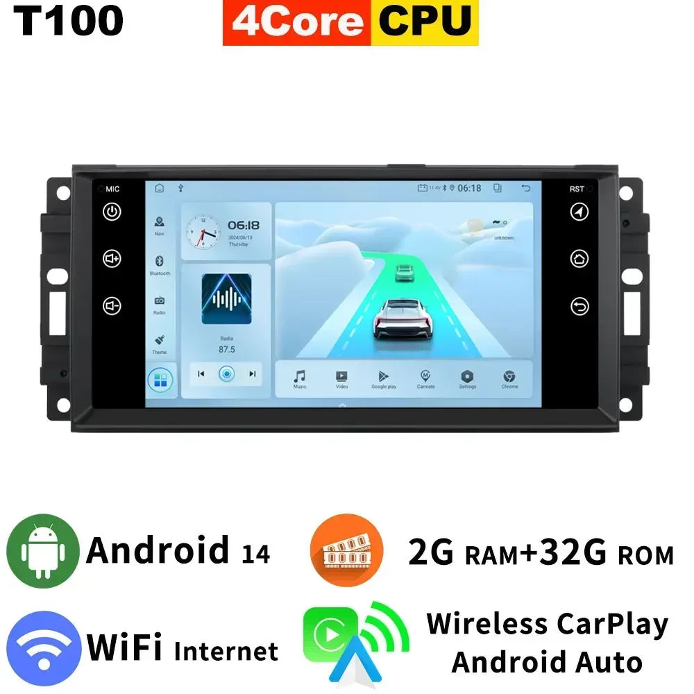 7862 8G+256G Android 13 Car GPS Navigation Radio Screen For Jeep Cherokee Wrangler Patriot Liberty Dodge RAM 1500 Stereo CarPlay