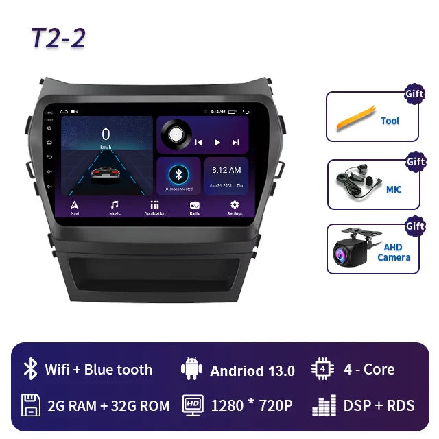 9 Inch 2 Din Android Car Radio for Hyundai IX45 Santa Fe 2013 2014 2015 2016 2017 Car Stereo Android Auto Carplay Navigation GPS