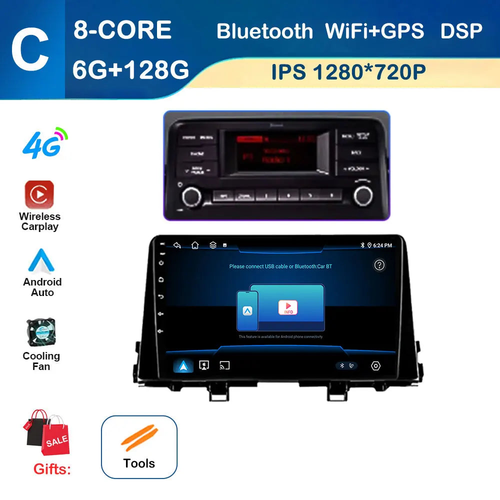 9 inch GPS Navigation for KIA Morning 3 picanto 2017 - 2020 Android Auto Car Radio Video Multimedia Player DSP Stereo Bluetooth
