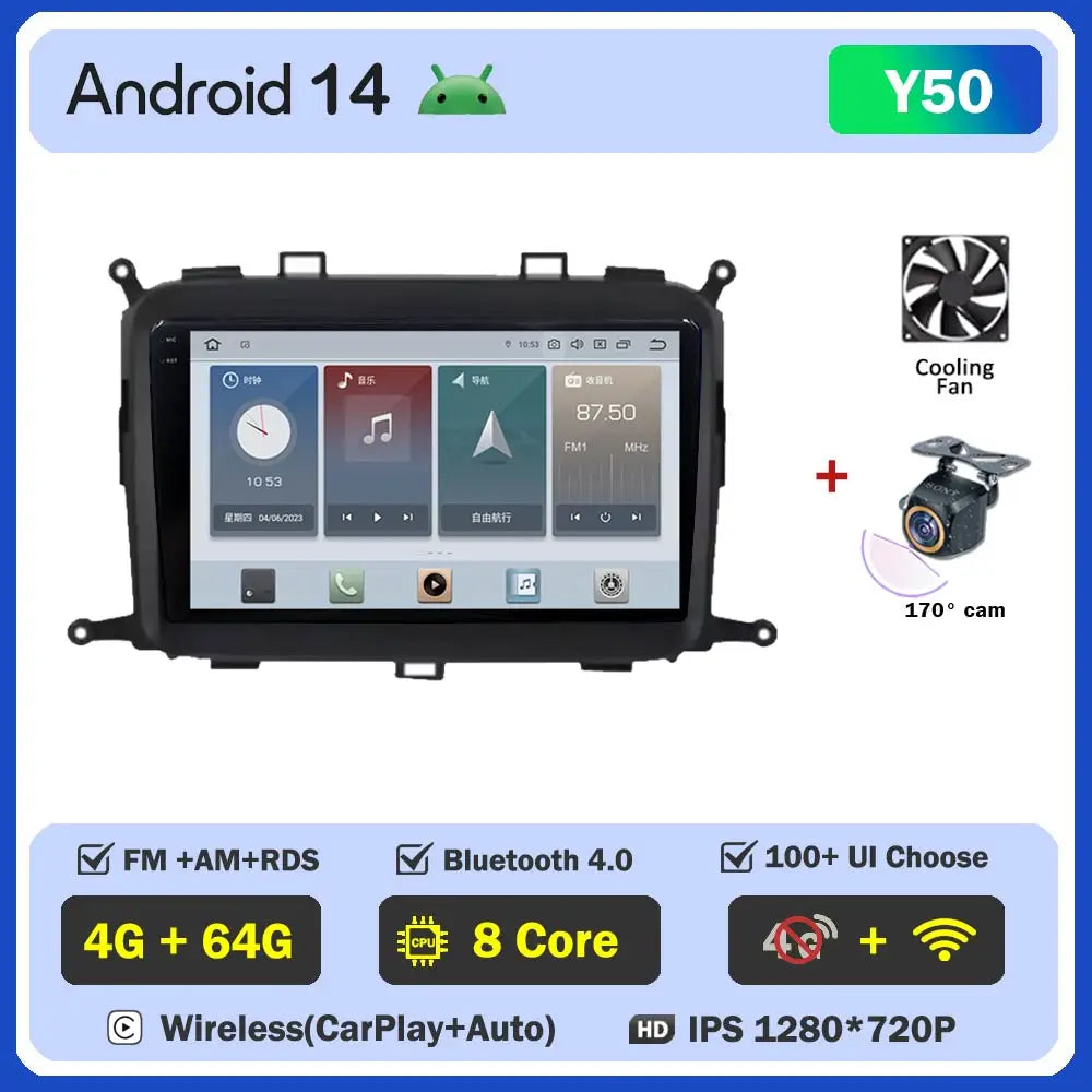 Android 14 Carplay Auto Car Radio For Kia Carens 2013 - 2018 Multimedia Player Auto Radio GPS Navigation TV Head Unit No 2 Din