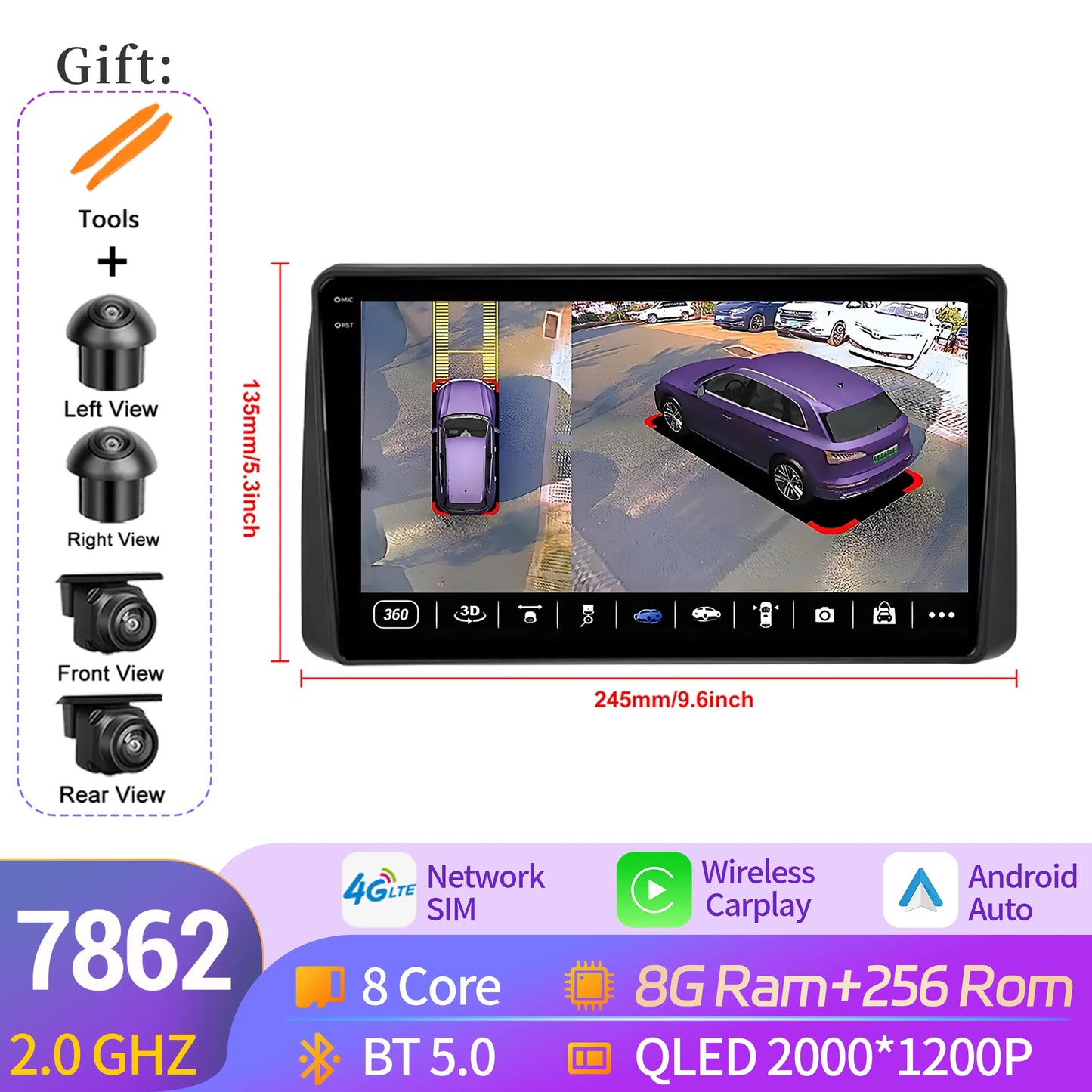 For Chrysler Grand Voyager 5 2011-2015 Android 14 Car Radio Stereo Multimedia Video Player Navigation Carplay BT 2K QLED Screen