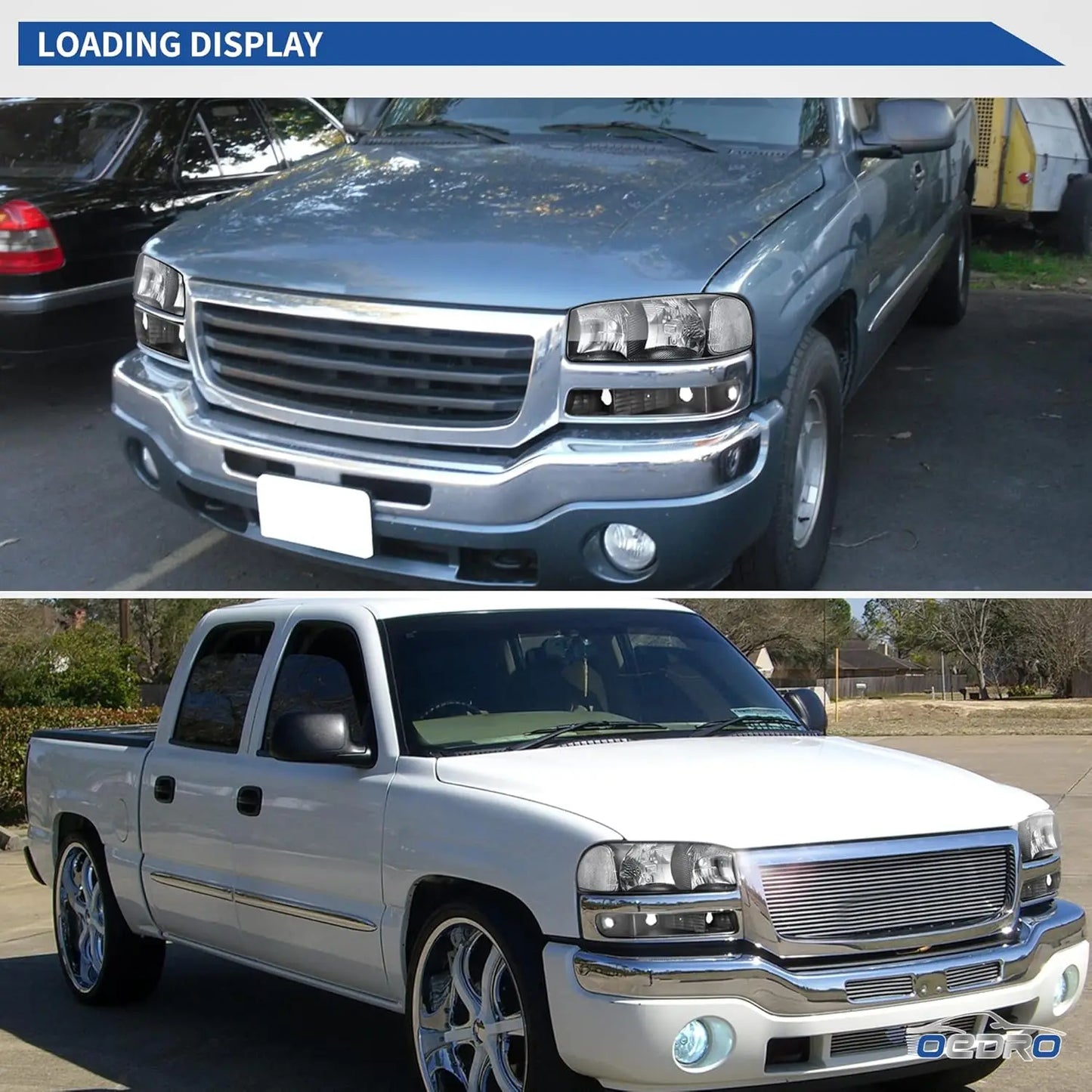 Headlight Assembly Compatible with 1999 2000 2001 2002 2003 2004 2005 2006 GMC Sierra 1500 2500 3500/00-06 GMC Yukon Headlamp wi