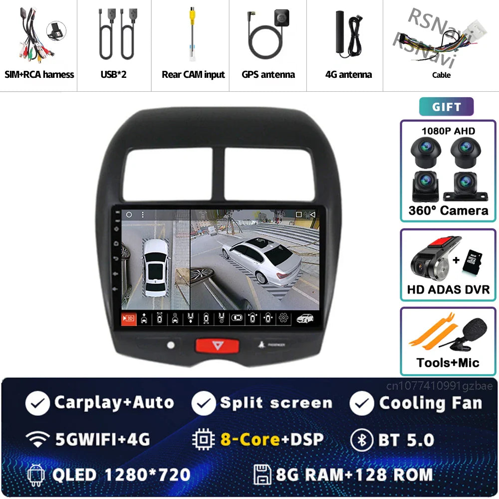 Android 14 For Mitsubishi ASX 1 2010 - 2016 2K QLED Android Car Radio Multimedia Video Player GPS Stereo CarPlay 4G Head Unit