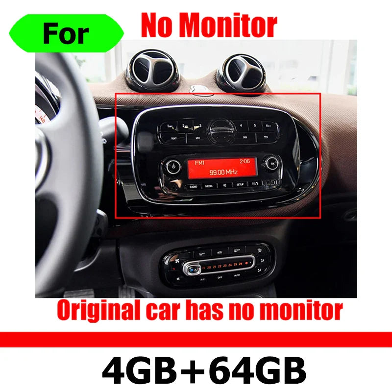 8“ Android 14 CarPlay GPS Navigation Player Head Unit For Mercedes Benz Smart 453 Fortwo Forfour 15-19 Radio Stereo Multimedia