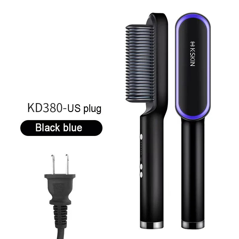 2in1 Hair Styler Straightening Hot Comb Fast Heated Ceramic Negative Ion Curler Straightener Brush Anti-Scalding Styling Tools