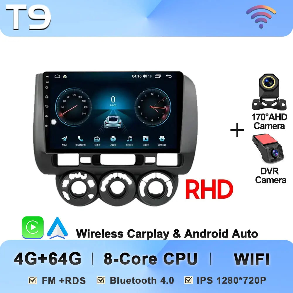 Android 14 Car Radio Multimedia Player For HONDA FIT JAZZ 2002 2003 - 2007 LHD RHD Carplay Autoradio GPS Navi 5G Wifi Bluetooth