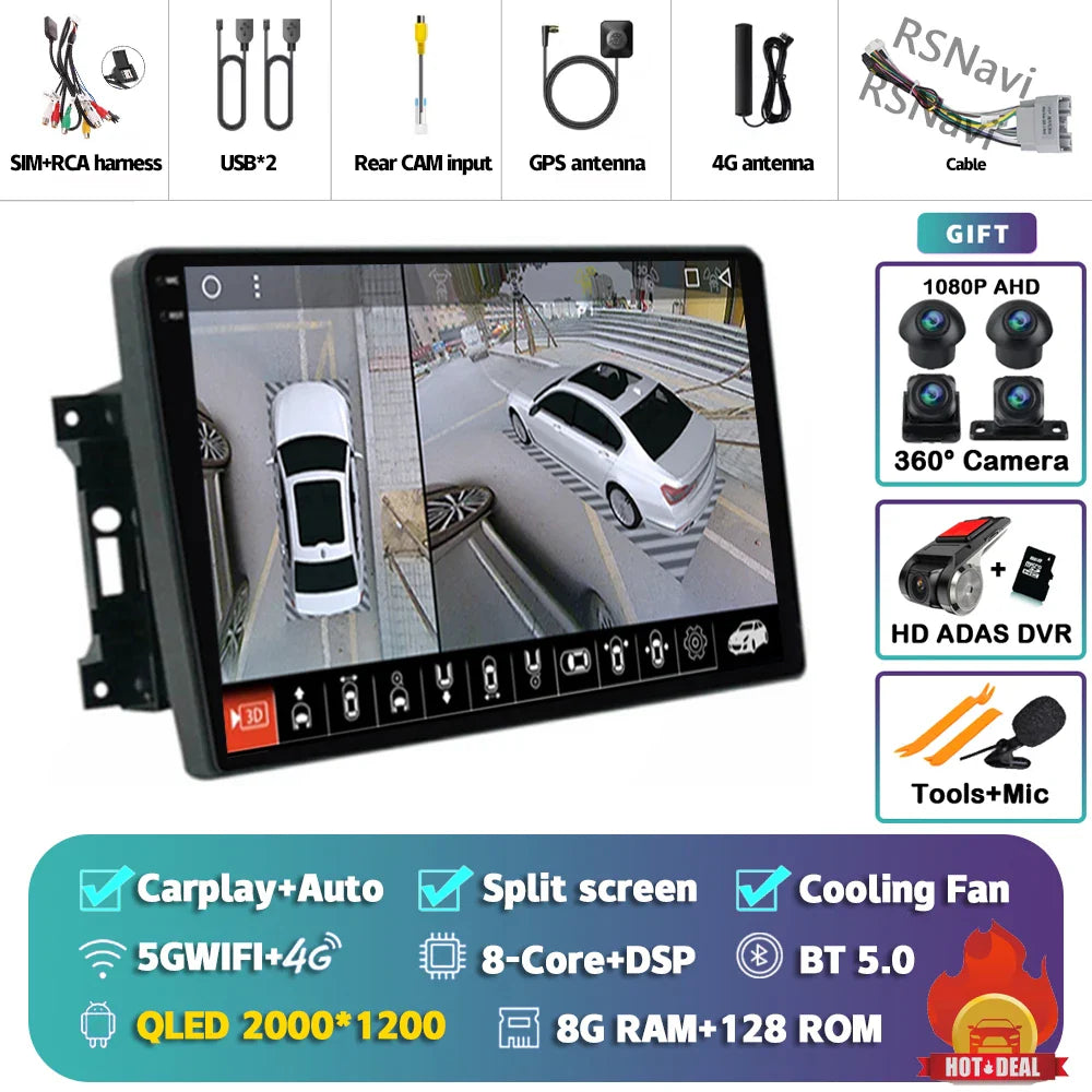Android 14 Car Radio For Jeep Compass Grand Cherokee Wrangler Chrysler Sebring Town Country Dodge Charger Multimedia Stereo 2din