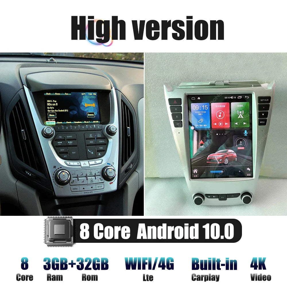 128GB Android Car Radio For GMC TERRAIN CHEVY EQUINOX 2010-2016 Multimedia Player GPS Navigation Wireless Carplay AUTO Head Unit