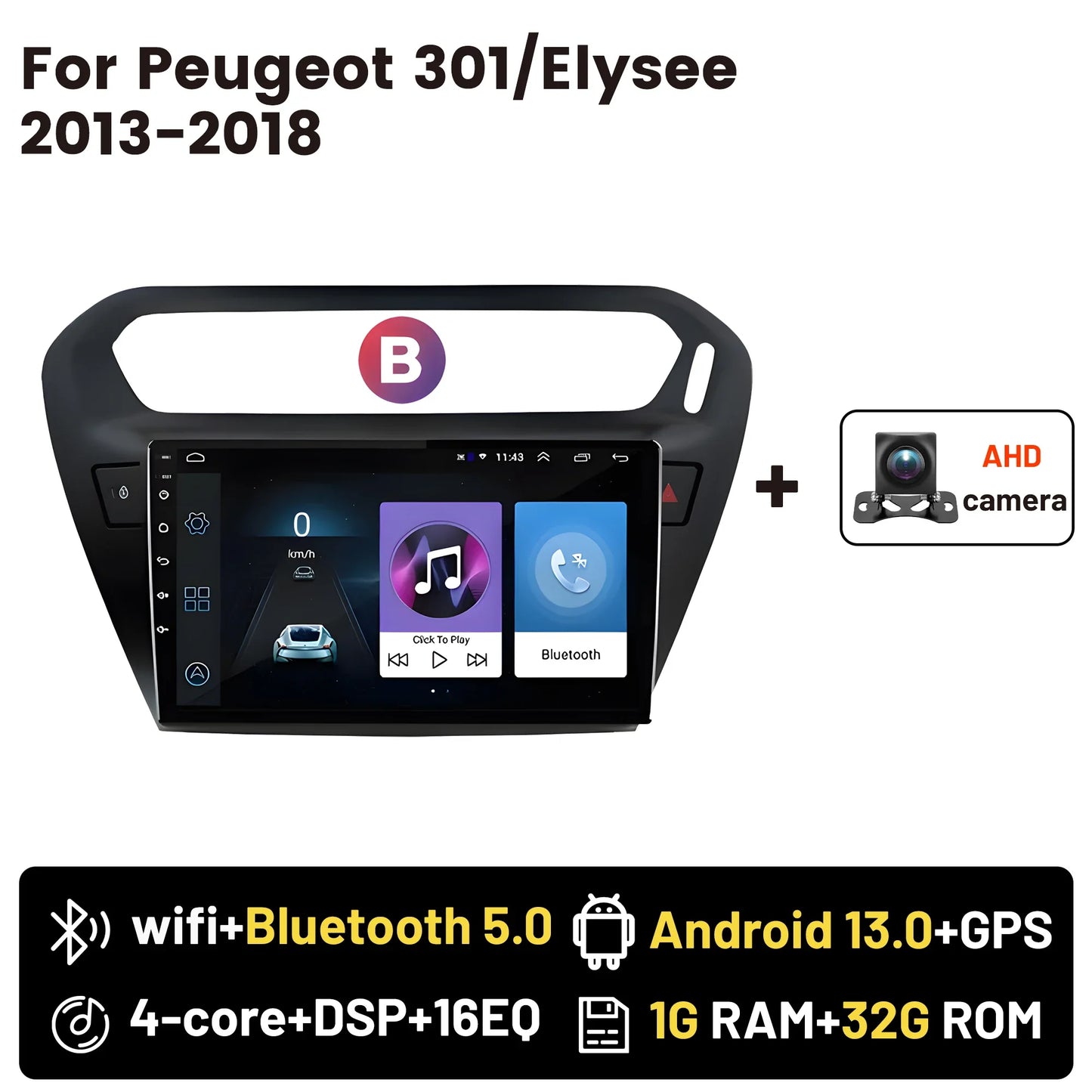 Wireless CarPlay Android Auto Car Bluetooth Radio For Peugeot 301 Citroen Elysee 2013-2018 2Din Android 14 DSP GPS FM Autoradio
