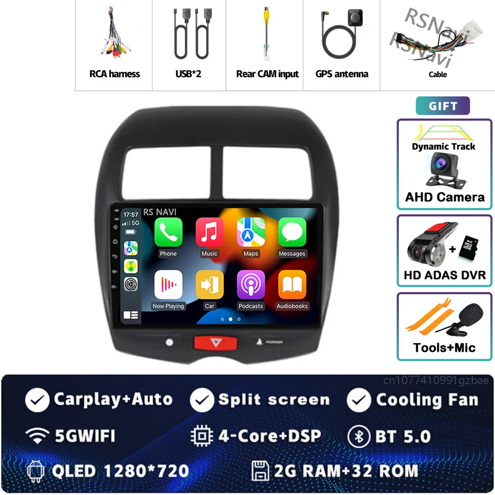 Android 14 For Mitsubishi ASX 1 2010 - 2016 2K QLED Android Car Radio Multimedia Video Player GPS Stereo CarPlay 4G Head Unit