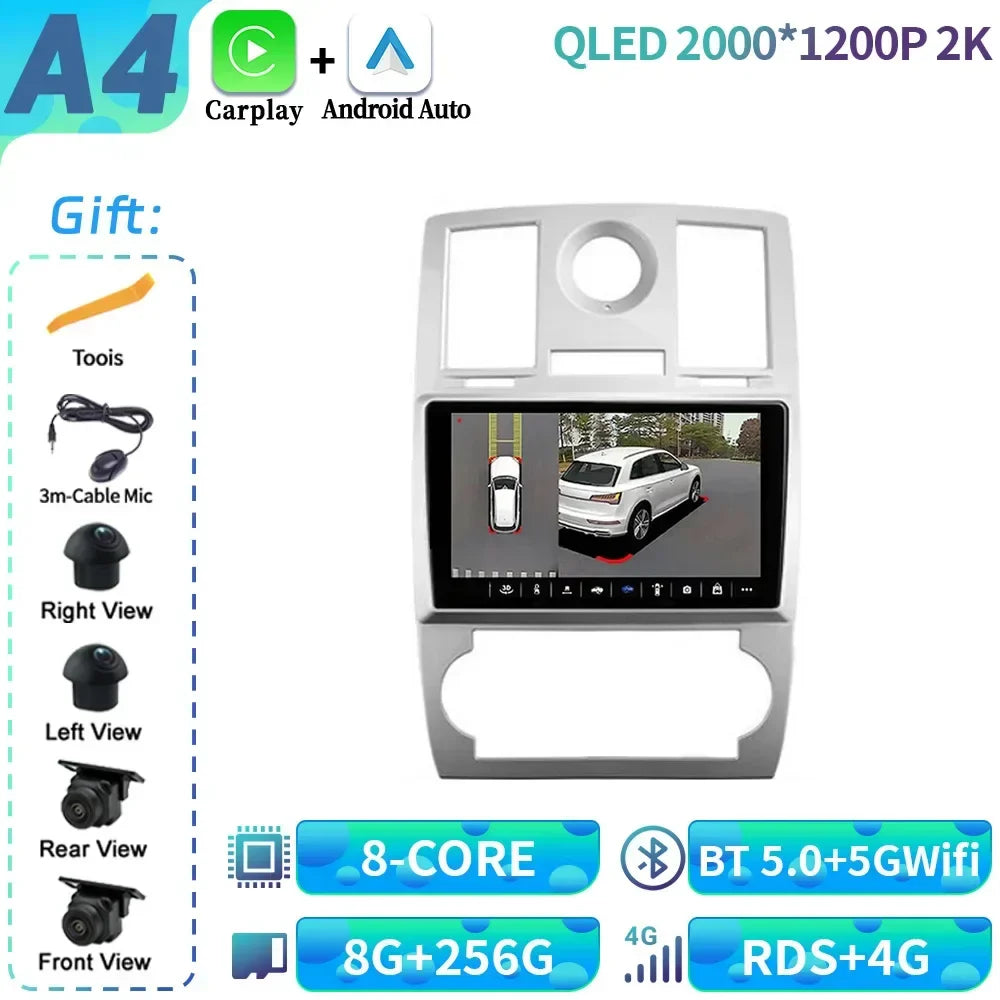Android 14 For Chrysler 300C 2004-2011 Car Radio 4G GPS BT Carplay Navigation Wireless Bluetooth Carplay Head Unit Touch Screen