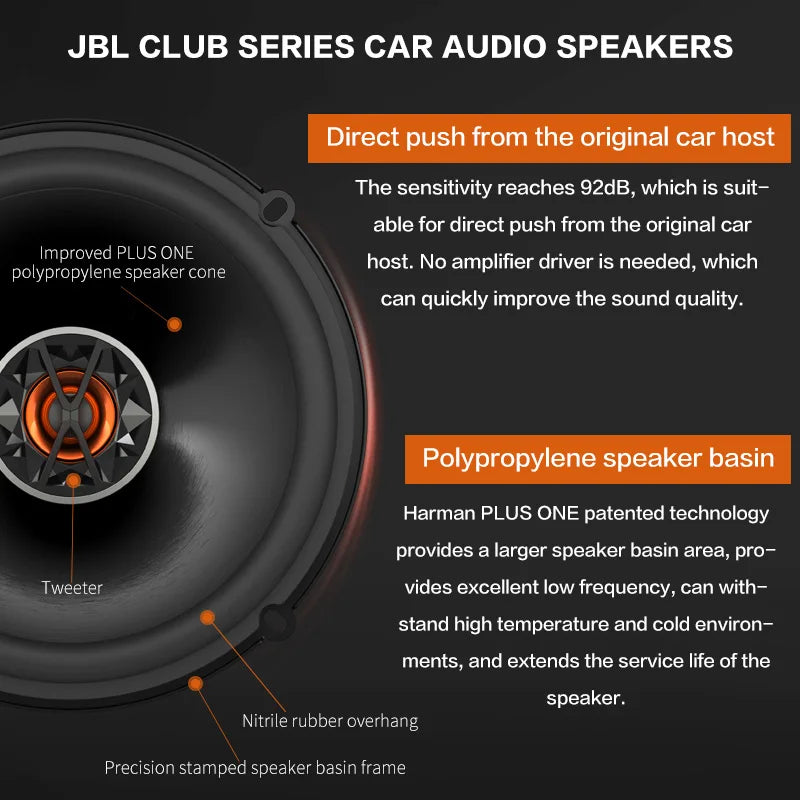 JBL Car Audio Speaker 6.5 "coaxial speaker 150W Real power no false power Door 2 way full frequency speaker Stereo subwoofer
