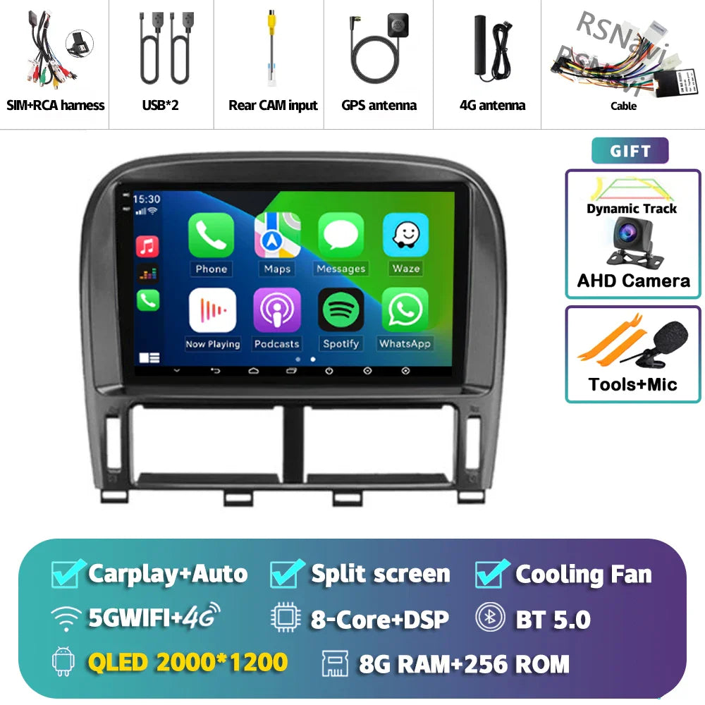 Android 14 Carplay Auto Car Radio Multimedia Player For Lexus LS430 XF30 LS 430 2000 - 2006 DSP Autoradio Stereo 2din Head Unit