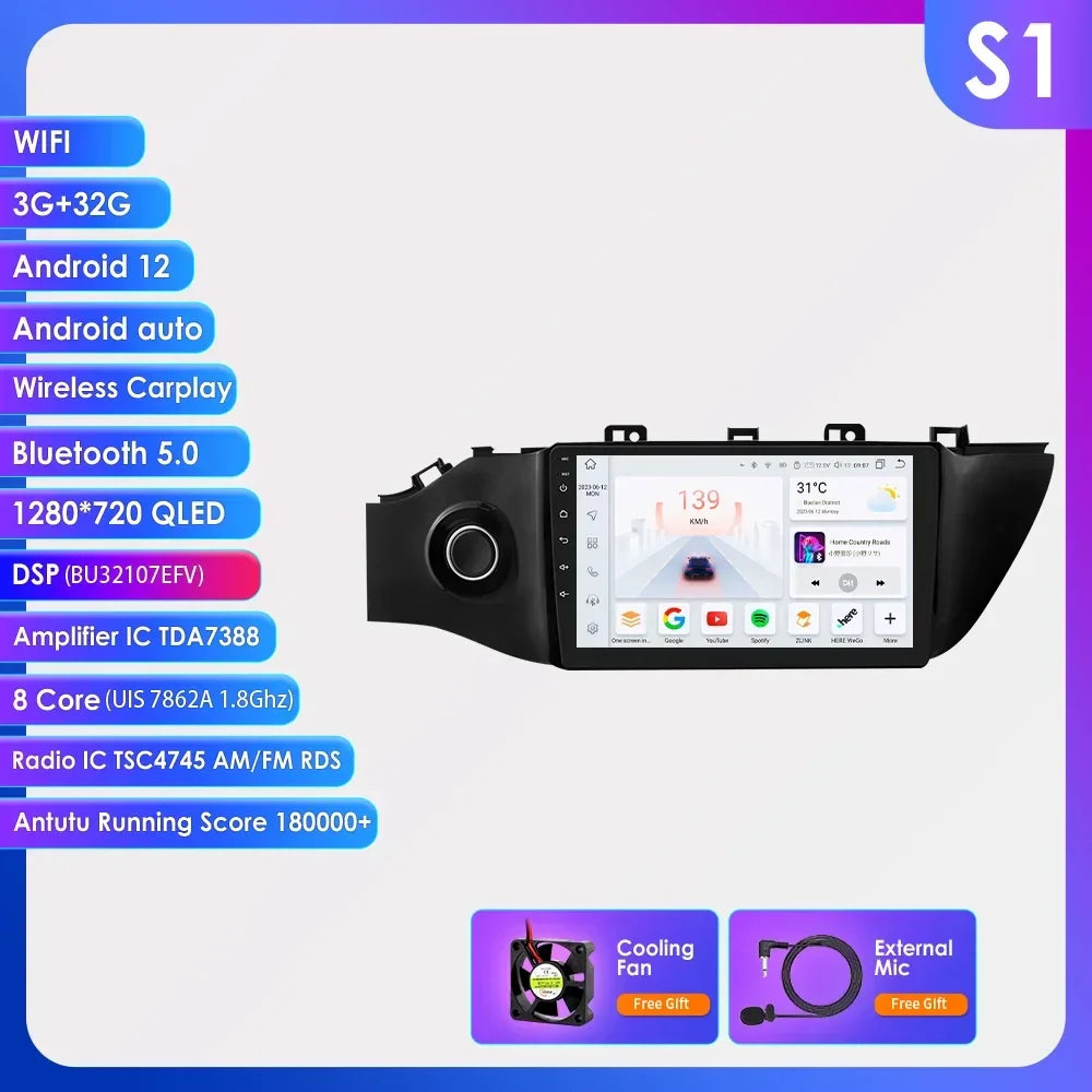 Hizpo 8 Cores Carplay Car Radio Android Auto Multimedia Player For KIA K2 RIO 4 2017-2019 2 Din GPS Navigation Stereo 8G 128G