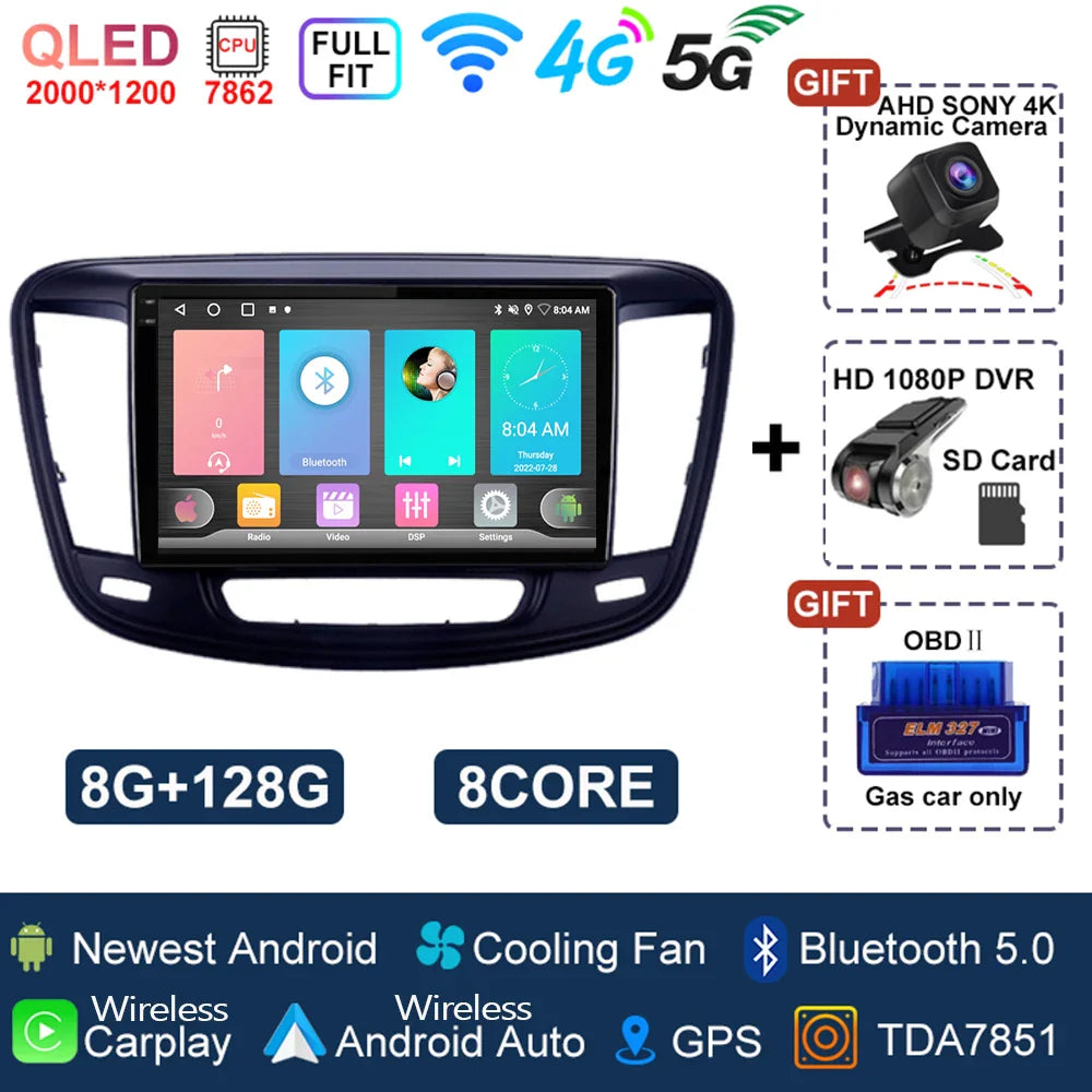 For Chrysler 200 200C 2015 - 2019 Android 14 Radio Video Player Car Autoradio Multimedia Screen Stereo Carplay Navigation