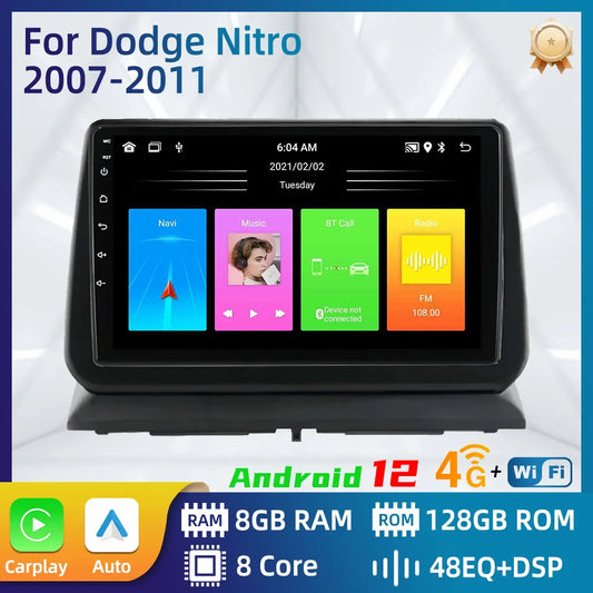 2 Din Android Car Radio for Dodge Nitro 2007-2011 Stereo Carplay Car Multimedia Player GPS Navigation Autoradio Head Unit Auto