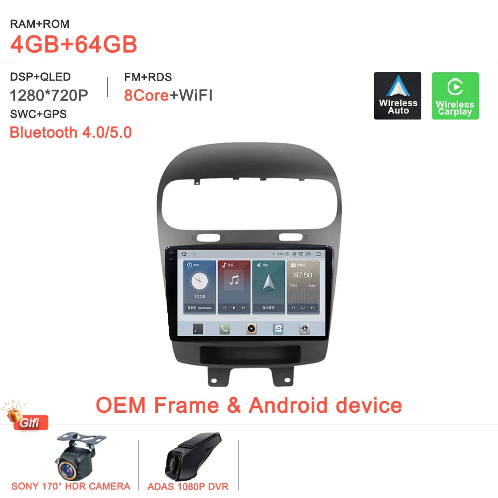 Android14 2K Incell Screen For Dodge Journey Fiat Leap 2012 - 2020 Car Dvd Auto Radio Stereo Multimedia Player GPS Navigation 5G