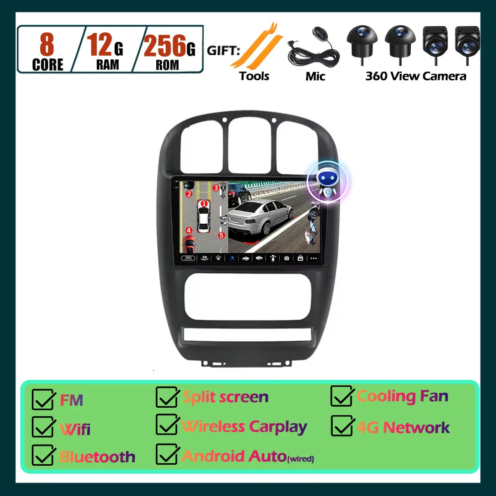 Wireless Carplay Android Auto Screen For Chrysler Voyager Rg Rs Town  & Country Rs 2000-2007 Multimedia Player Stereo Tools 4G