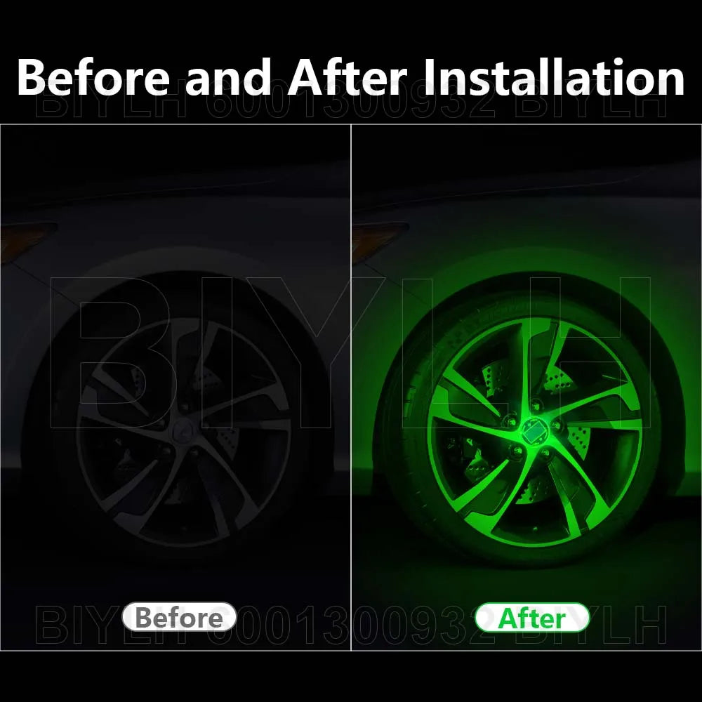 4/2Pcs LED Car Wheel Light Solar Red Blue Green Flashing Car Ambient Lamp Car Chassis Light Universal Auto Exterior Accessories