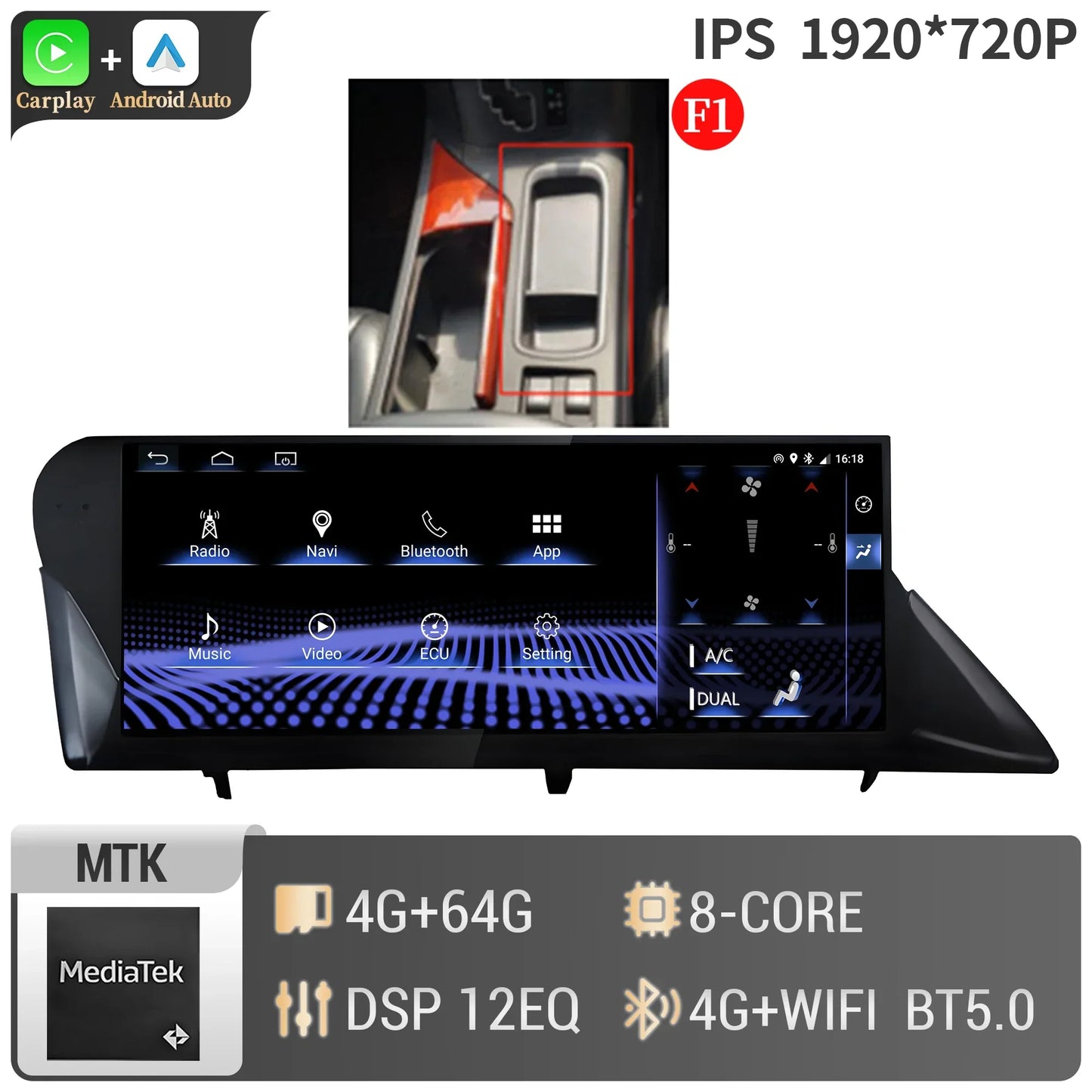 10.25" Android 14 For LEXUS RX350 RX450h RX300 RX270 RX350L 2009-2014 Car Radio Multimedia BT CarPlay Touch Screen
