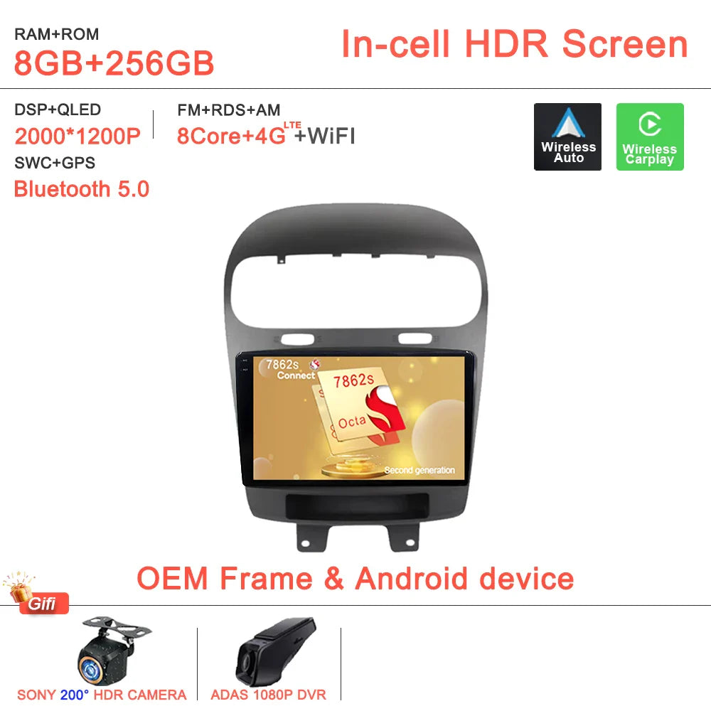Android14 2K Incell Screen For Dodge Journey Fiat Leap 2012 - 2020 Car Dvd Auto Radio Stereo Multimedia Player GPS Navigation 5G