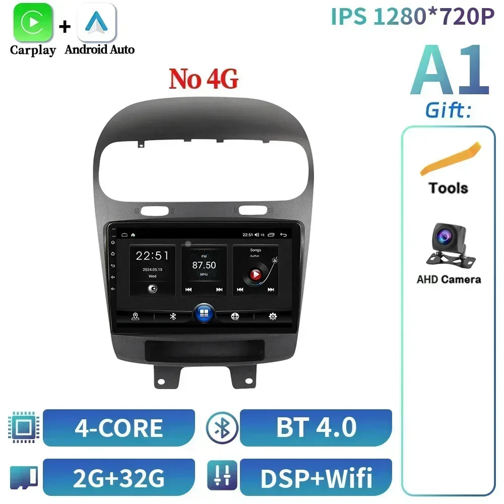For Dodge Journey Fiat Leap Freemont 2011-2020 Car Radio Multimedia Navigation Wireless BT Carplay Touch Screen Head Unit Stereo