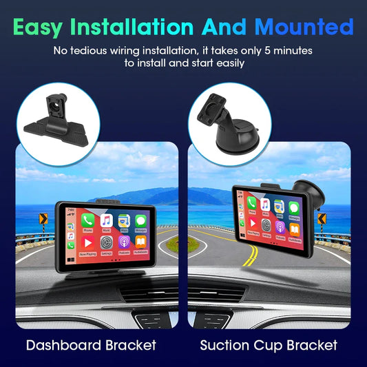 Vtopek 7" Car DVR Dash Cam Wireless Carplay & Android Auto Touch Screen Car Radio Multimedia Video Player Bluetooth Stereo GPS
