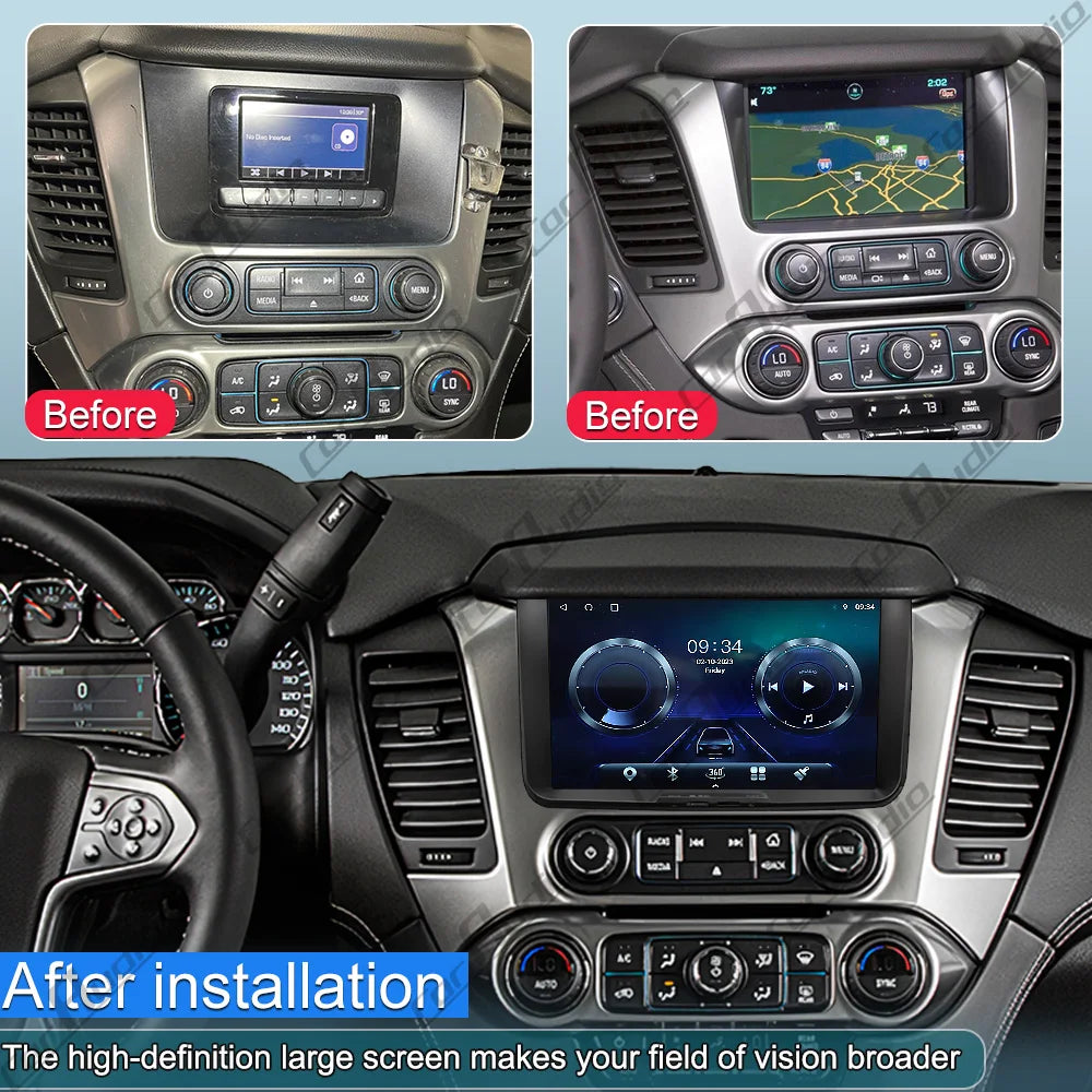 9 INCH BIG SCREEN 8 CORE ANDROID13 CAR GPS MULTIMEDIA WITH CAR PLAY FOR GMC Yukon Chevrolet Tahoe Suburban Denali 2015 2016-2019