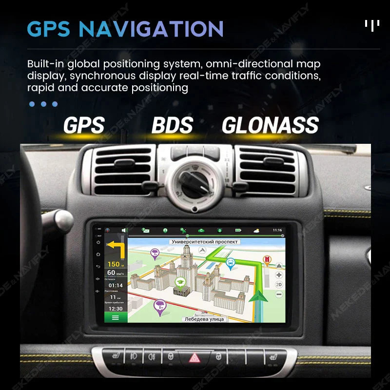MEKEDE Android 13 AUTO Bilradio Stereo 2Din for Mercedes Benz Smart Fortwo 451 2006-2009 CarPlay WIFI Multimedia Video Player BT