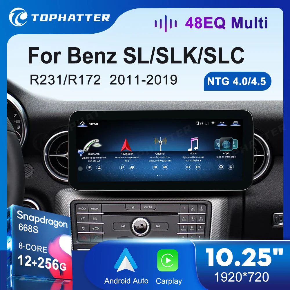 10.25 Car Radio For Mercedes Benz SL SLK SLC R231 R172 CarPlay Android Auto Multimedia Player 668S Head Unit Screen DSP Video