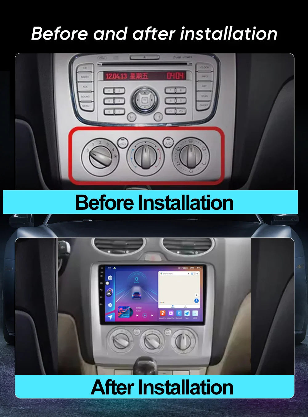 2din Android 14 Carplay Radio For ford focus 2 3 Mk2 Mk3 2004-2011 Automotive Car Multimedia GPS Autoradio 8 Core Wifi DSP BT