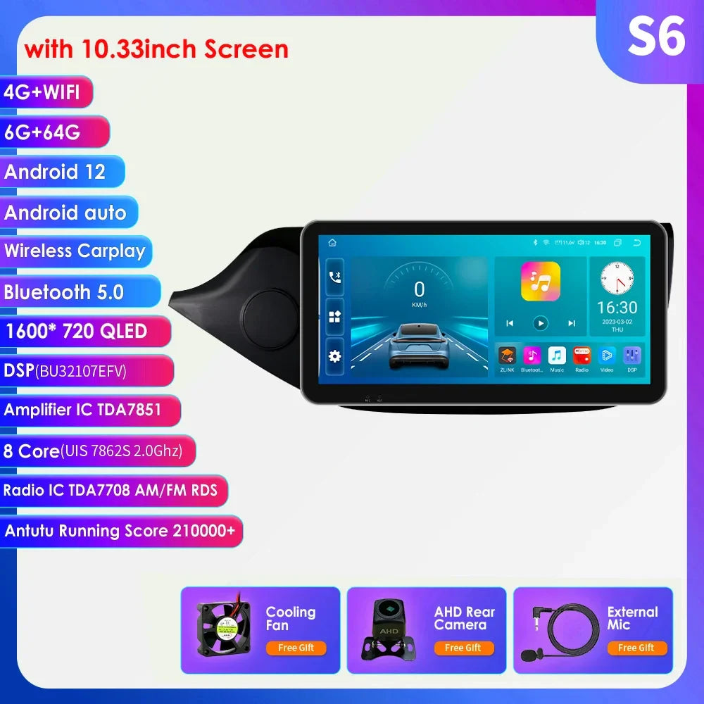 Hizpo 10.33" Car Radio Multimedia Player for Kia Ceed Cee'd 2 JD 2012-2016 Android 13 Wireless Carplay Navi GPS Stereo Head Unit