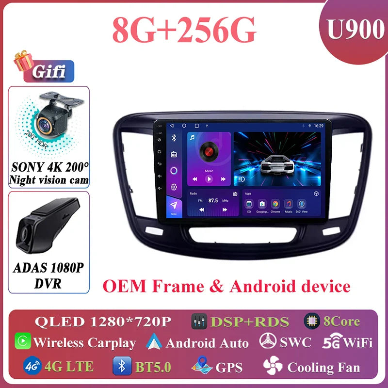 Android Auto For Chrysler 200 200C 200S 2015 - 2019 Car Radio Multimedia Video Stereo Player Carplay Navigation GPS DSP 5G WIFI