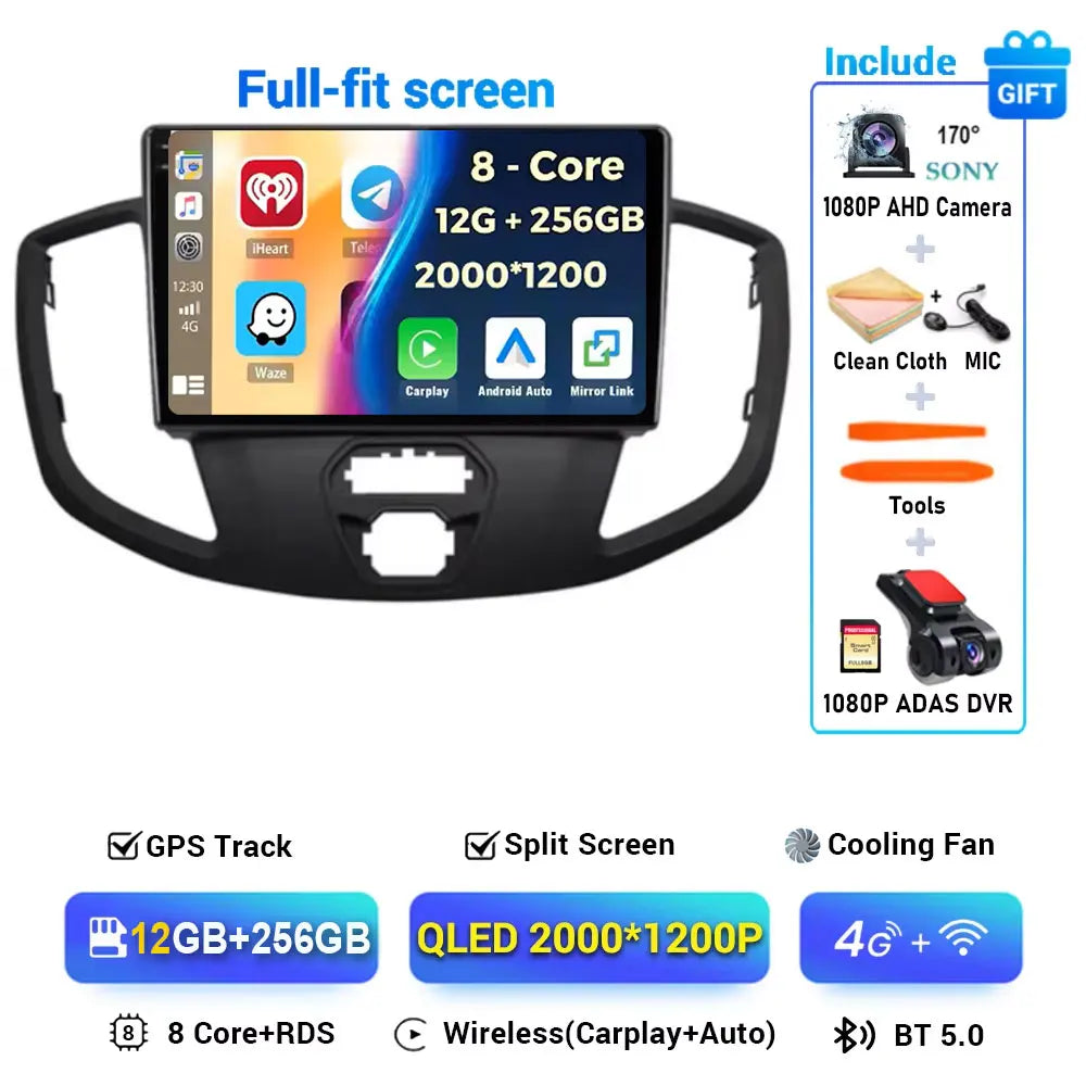 Android 15 Wireless Carplay&Auto WIFI+4G For Ford Transit 2015 2016 2017 2018 Car Radio Multimedia Video Player GPS Stereo 2din