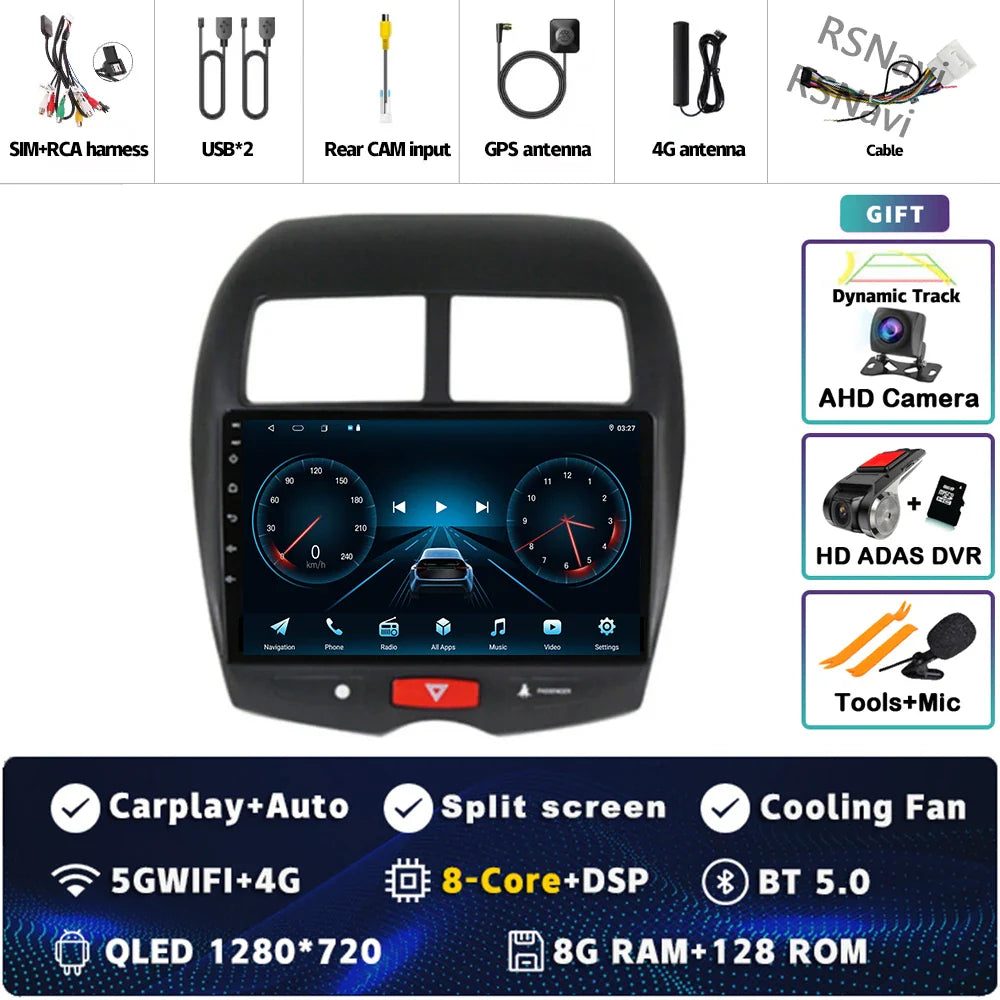 Android 14 For Mitsubishi ASX 1 2010 - 2016 2K QLED Android Car Radio Multimedia Video Player GPS Stereo CarPlay 4G Head Unit