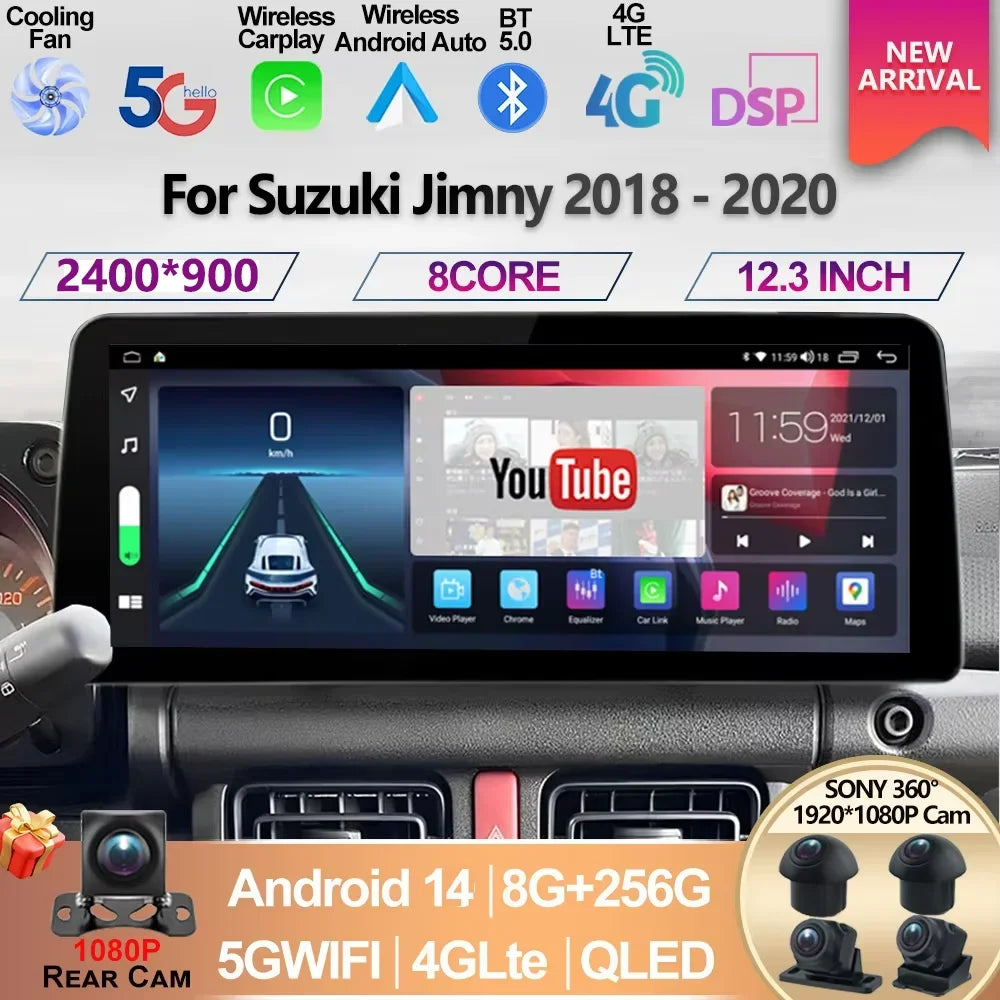 12.3inch For Suzuki Jimny JB64 JB74 2018 2019 2020 Android 14 Car Radio Player Multimedia carplay Auto