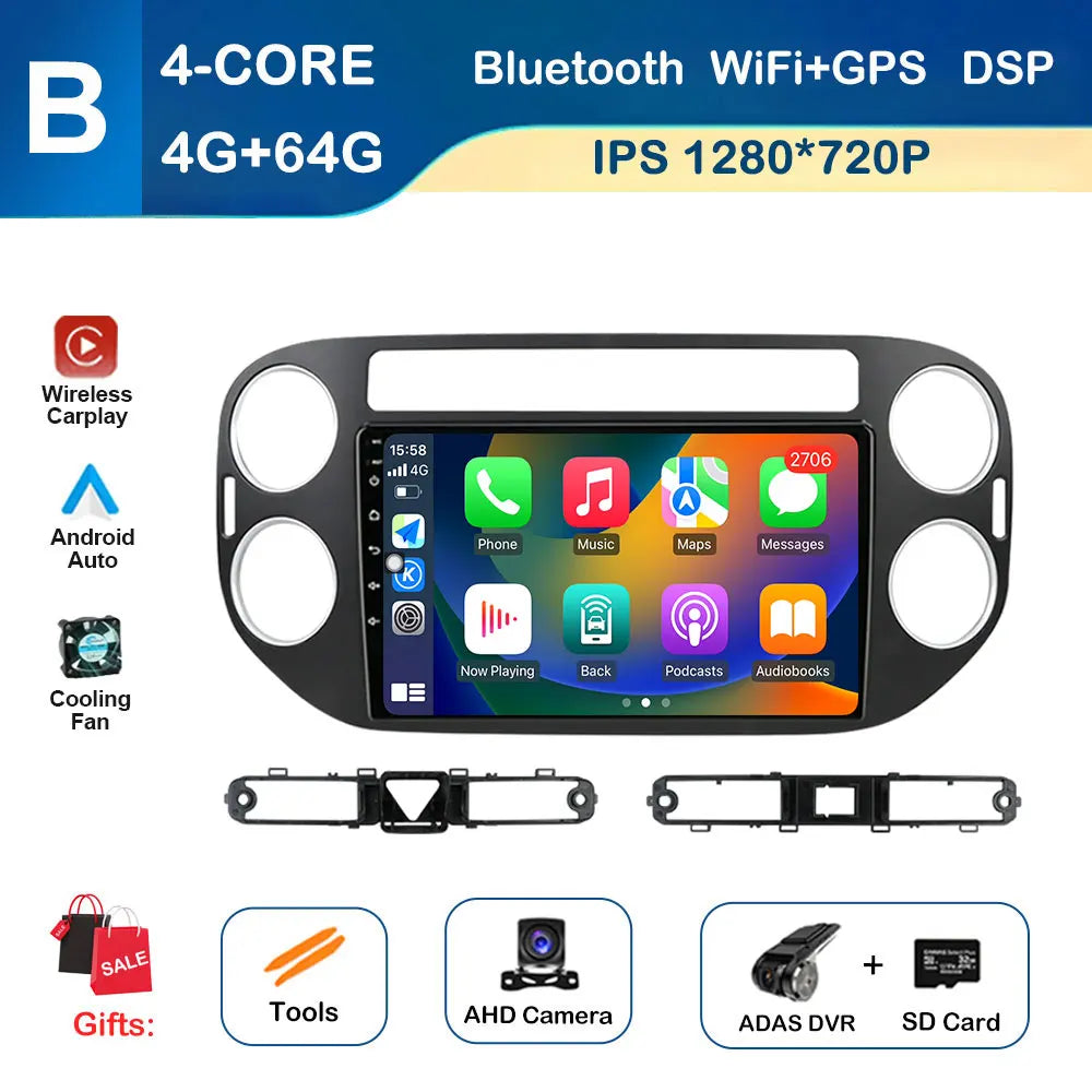 for VW Volkswagen Tiguan 1 NF 2006 - 2016 Car Multimedia Radio Player Android OS GPS Navigation Wireless CarPlay 4G Cooling Fan