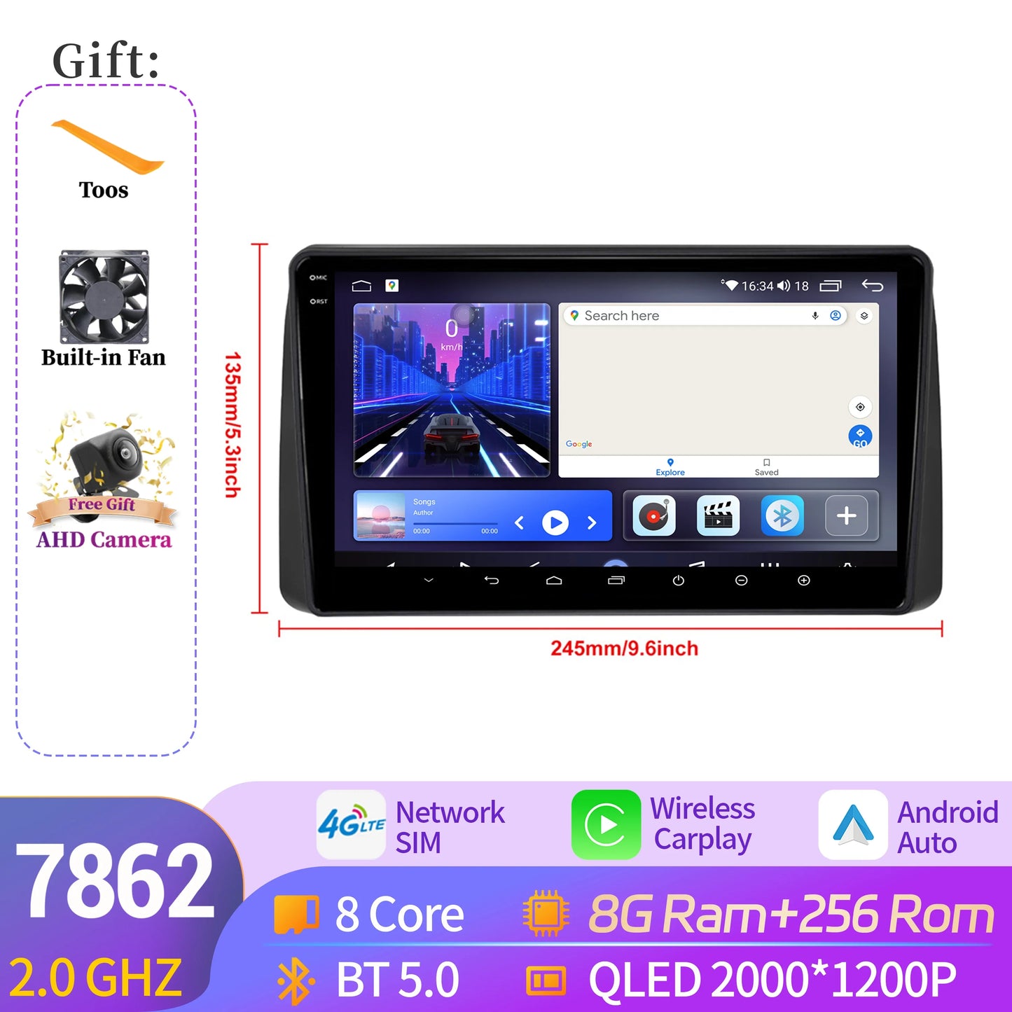 For Chrysler Grand Voyager 5 2011-2015 Android 14 Car Radio Stereo Multimedia Video Player Navigation Carplay BT 2K QLED Screen
