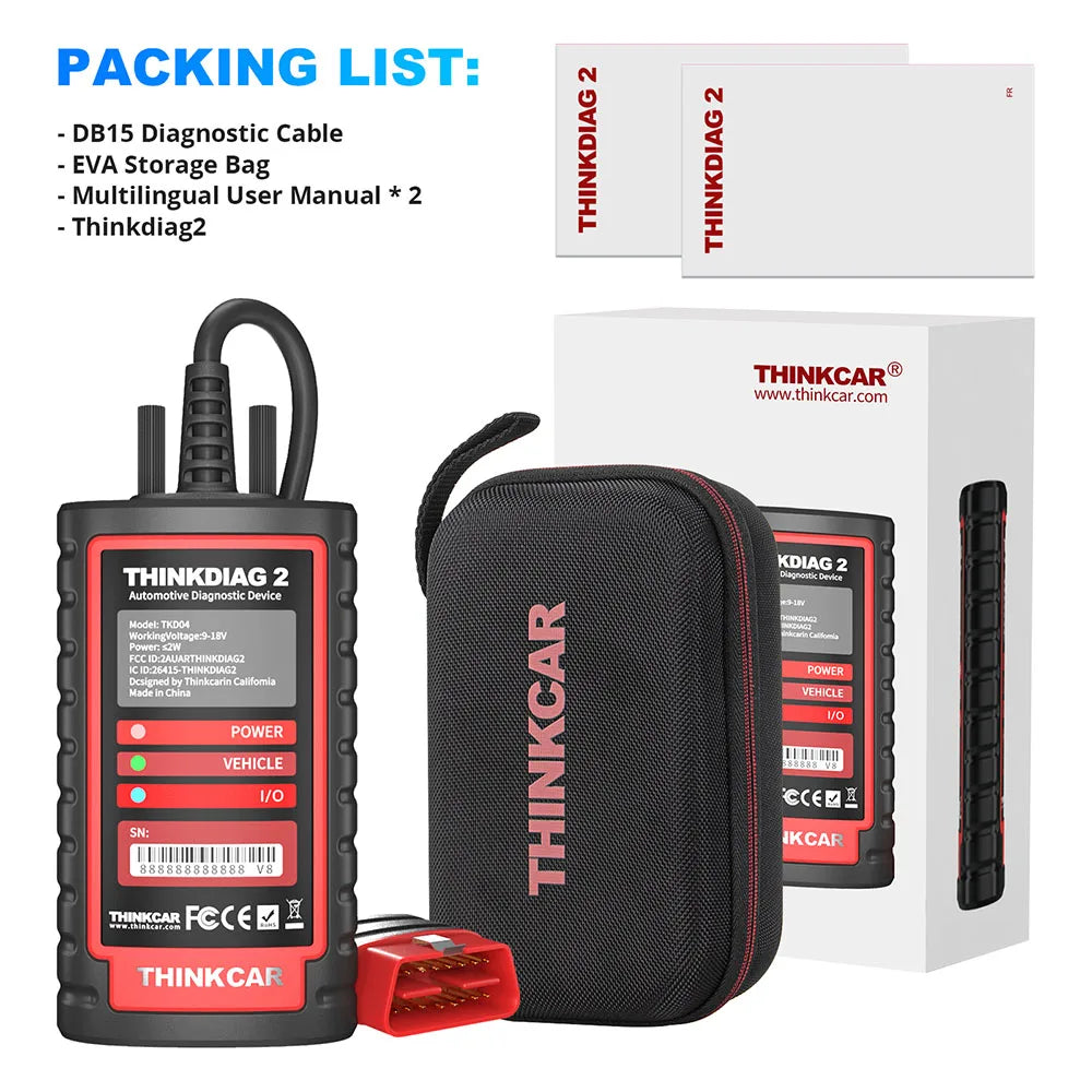 THINKCAR THINKDIAG 2 /KINGBOLEN Ediag Plus CAN FD All Systems 15 Reset Services ECU Coding OBD2 Scanner Car Diagnostic Tool