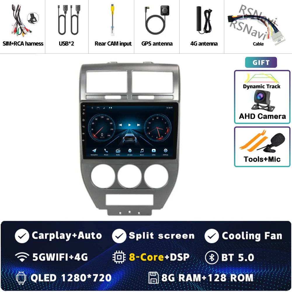 Android 14 For Dodge Caliber 2007 - 2012 2K QLED Android Car Radio Multimedia Video Player GPS AI Voice CarPlay 4G Stereo