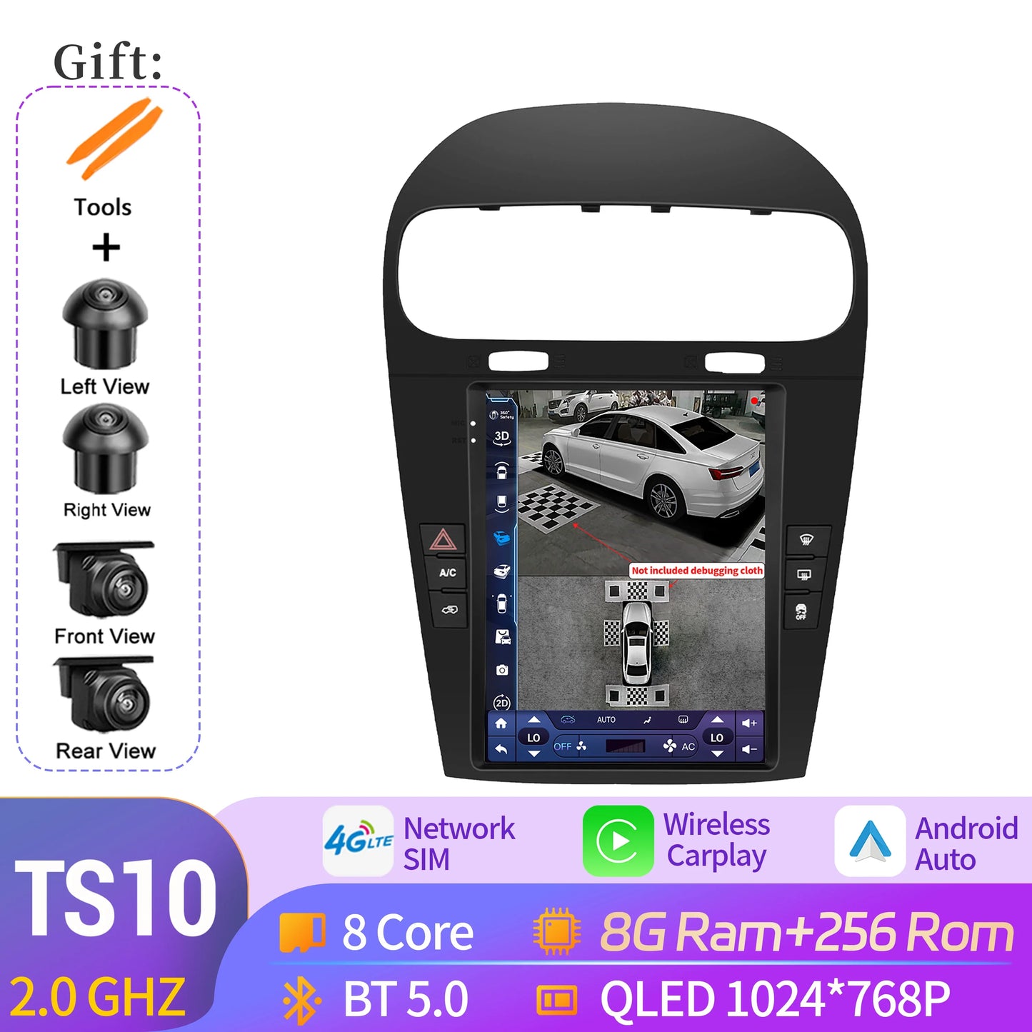 9.7 inch For Dodge Journey Fiat Freemont 2012-2014 Android 14.0 Car Radio Multimedia Navigation Wireless Carplay QLED Screen